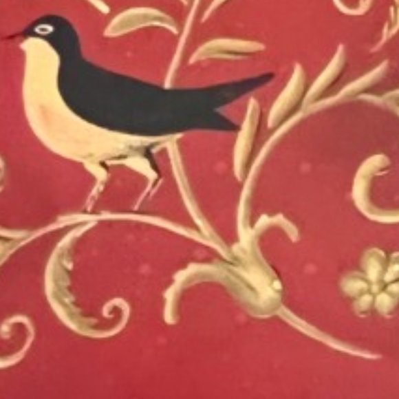 Handpainted Wooden Mail Caddy Heart Cutout Scalloped Edge Attached Hangers 18" T - Picture 4 of 12